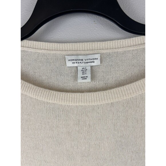 Adrienne Vittadini 100% 2 Ply Cashmere Off-white Crewneck Sweater Size Small - Picture 2 of 6